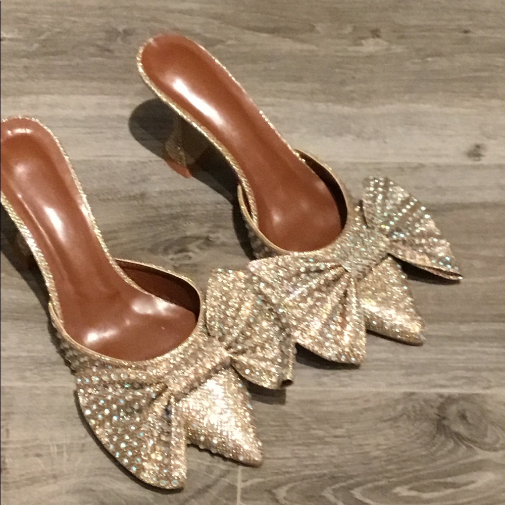 🎉Oversized Rhinestone Bow High Heel Slippers - Picture 5 of 6